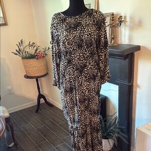 Monsoon Brown and Black Bishop Sleeve Dress